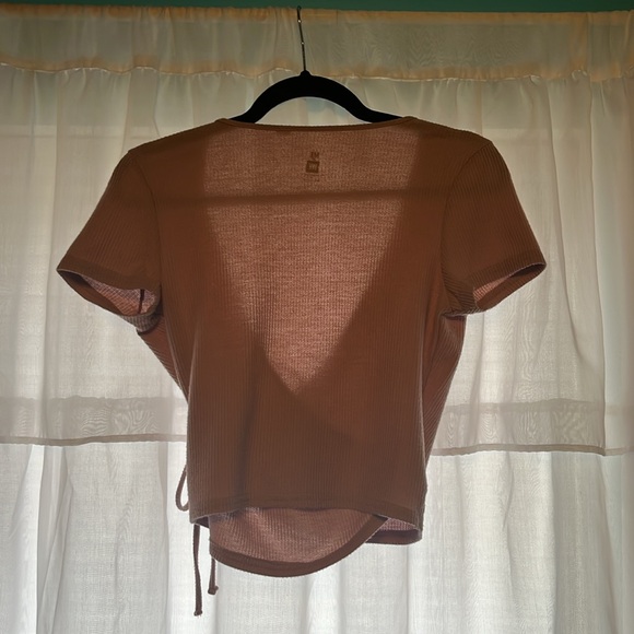 Me To We Muted Pink Low Cut Tie Top - Picture 2 of 5